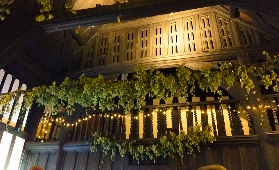 hops decorating a balcony