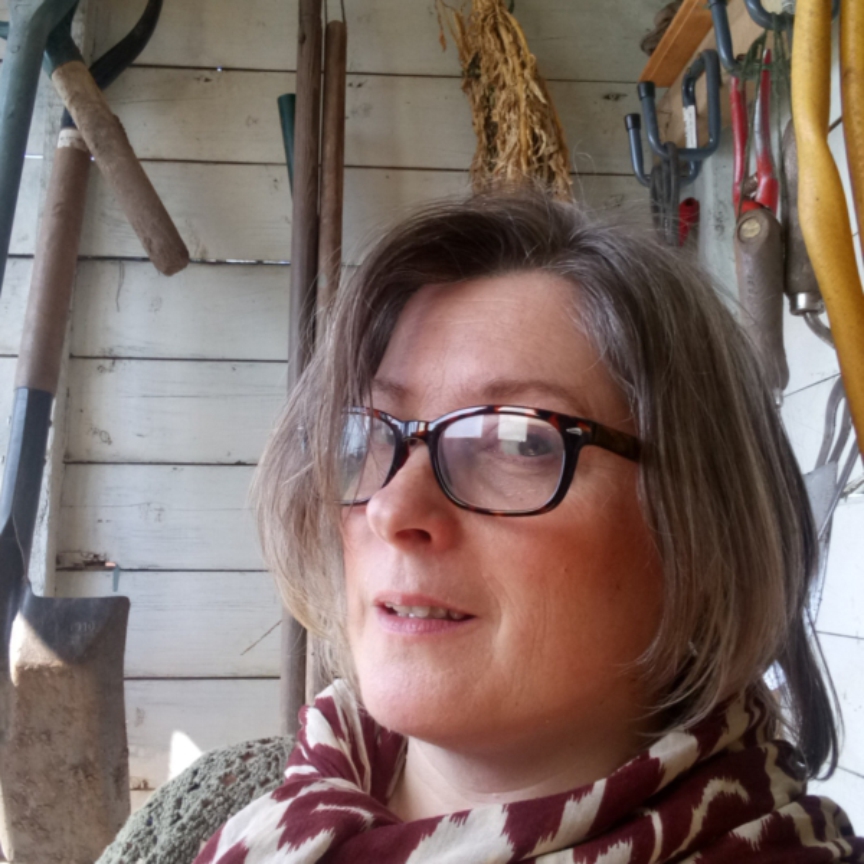 Image of me relaxing in my allotment shed, with a cup of tea, not doing too much work